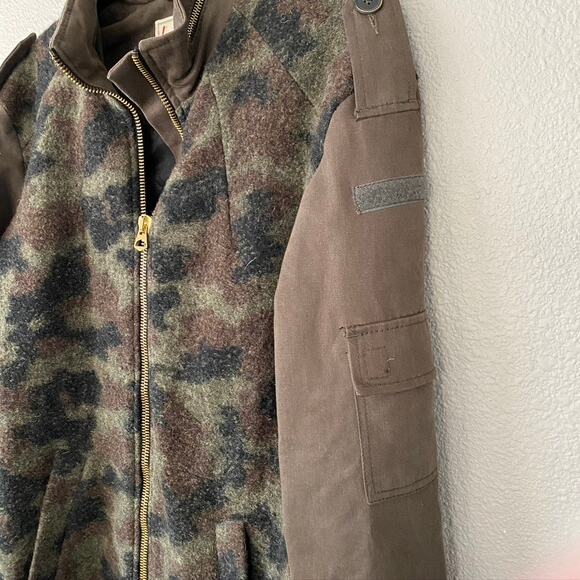 Zara Trafaluc Camouflage Military Outerwear Mixed Media Jacket Womens Small - Picture 6 of 11